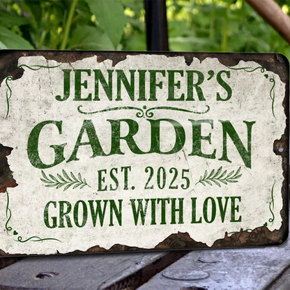 Custom Metal Garden Sign: Rustic Personalized Outdoor Decor
