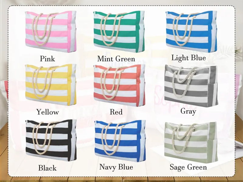 Personalized Striped Beach Tote, Custom Oversized Beach Bag