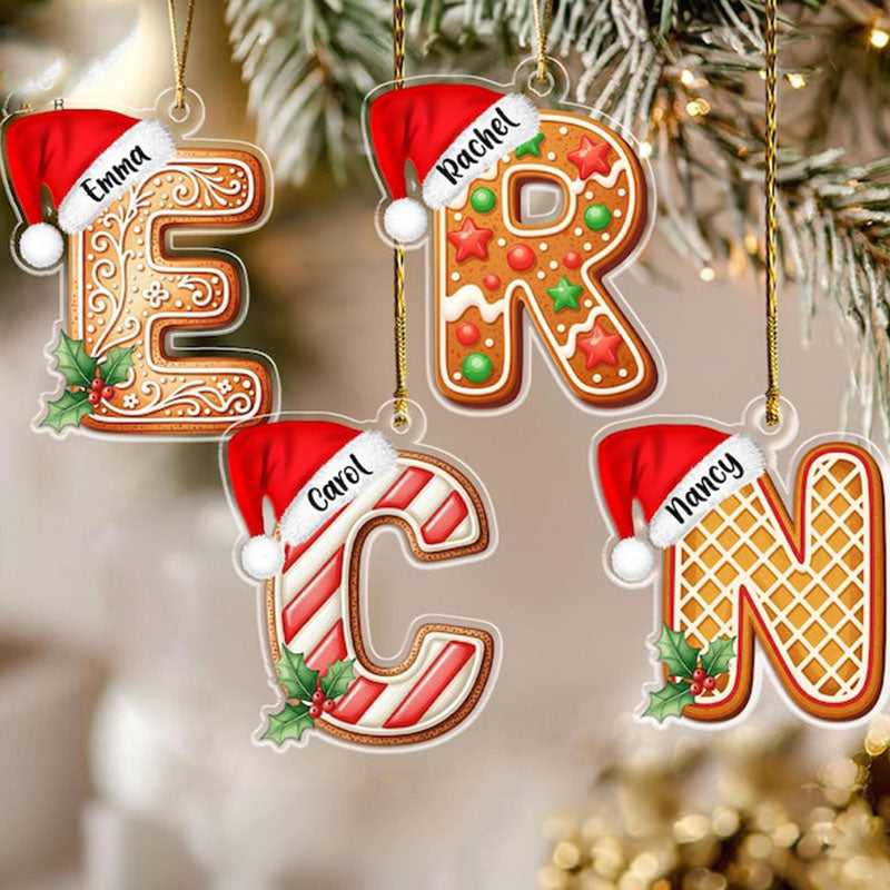 Personalized Gingerbread Alphabert Acrylic Ornament