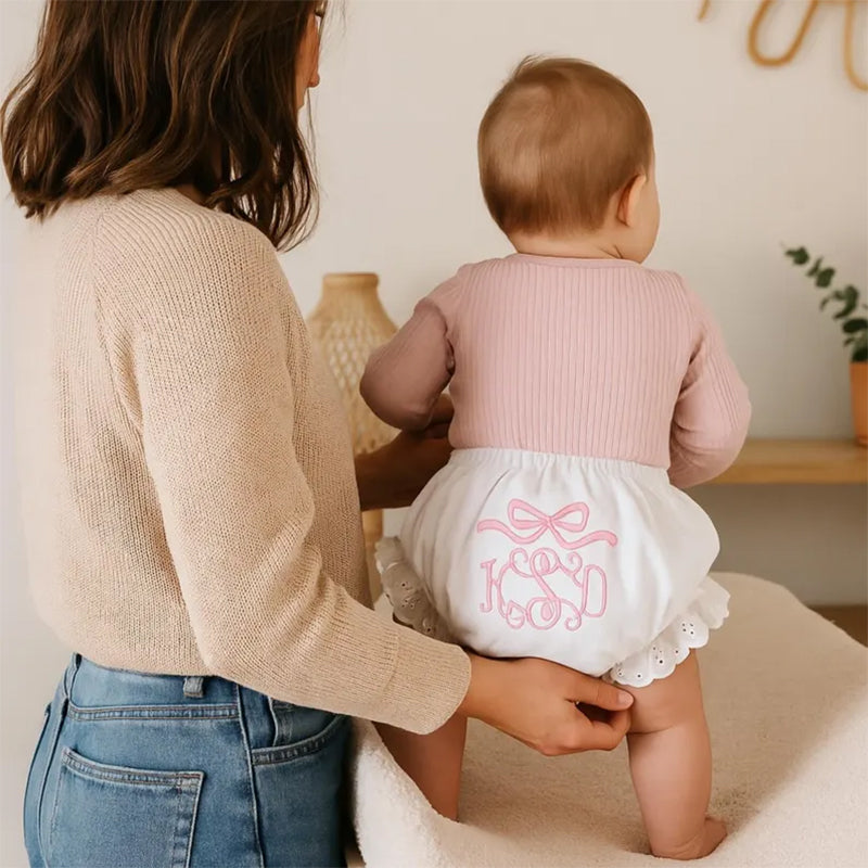 Embroidered Bloomer, Baby Bloomer, Monogramed Bloomer, Monogram Baby Gift