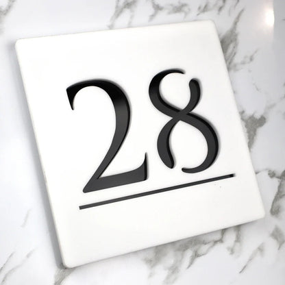 Laser Cut Matt Black & Copper Mirror Floating House Signs Door Number Sign Plaque
