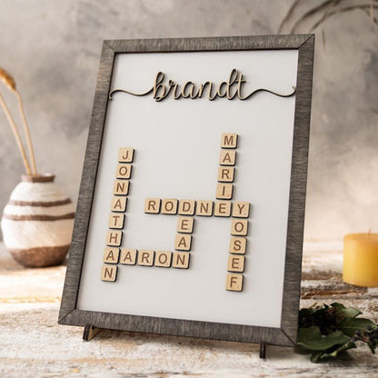 Personalized Family Name Crossword, Grandparents First Christmas Gift