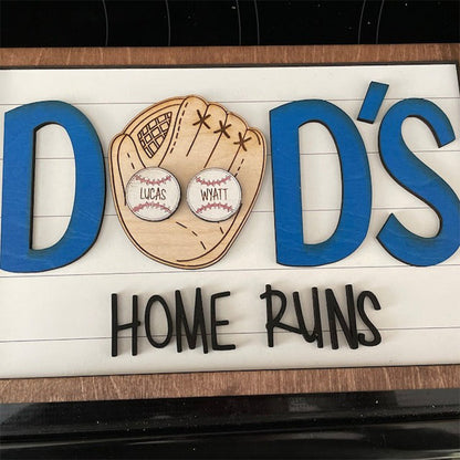 Father's Day Gift from Kids Personalized Dad's Home Runs Wood Sign