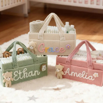 Personalized Knit Diaper Caddy Organizer