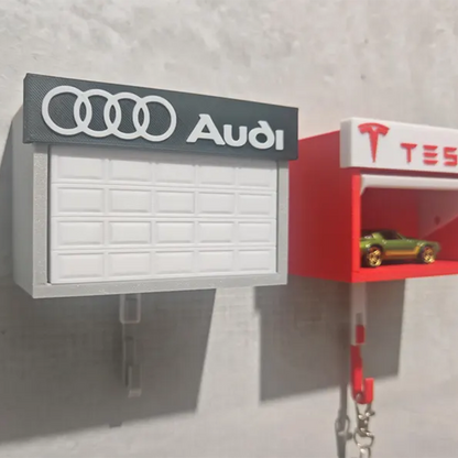 Mini Garage Key Holder: Toy Car Display with Hidden Compartment