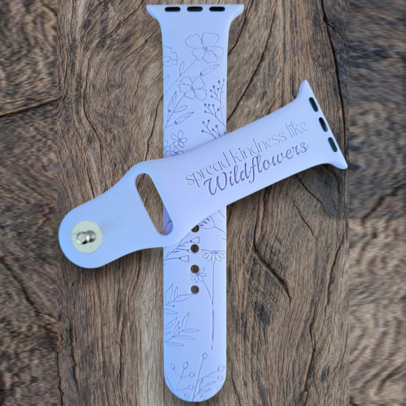 SPREAD KINDNESS, WILDFLOWERS, Silicone Watch Band, Laser Engraved