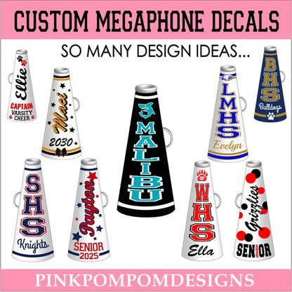 Custom order - FREE SHIPPING - custom decals for cheer megaphones