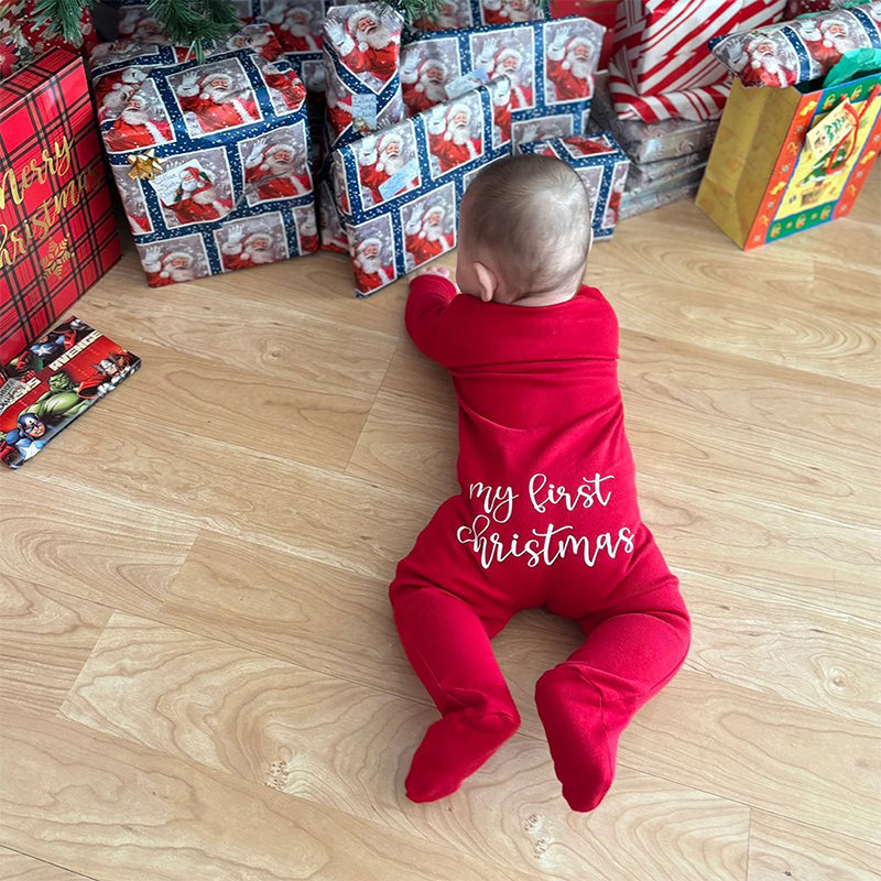 Personalized Baby First Christmas Cozy Soft Long Sleeve Romper