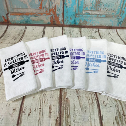 Grandma gift, Mothers day gift, Embroidered towel, kitchen towels
