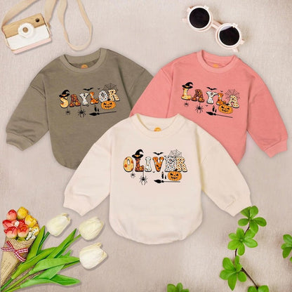 Personalized Baby Name Halloween Romper Sweatshirt