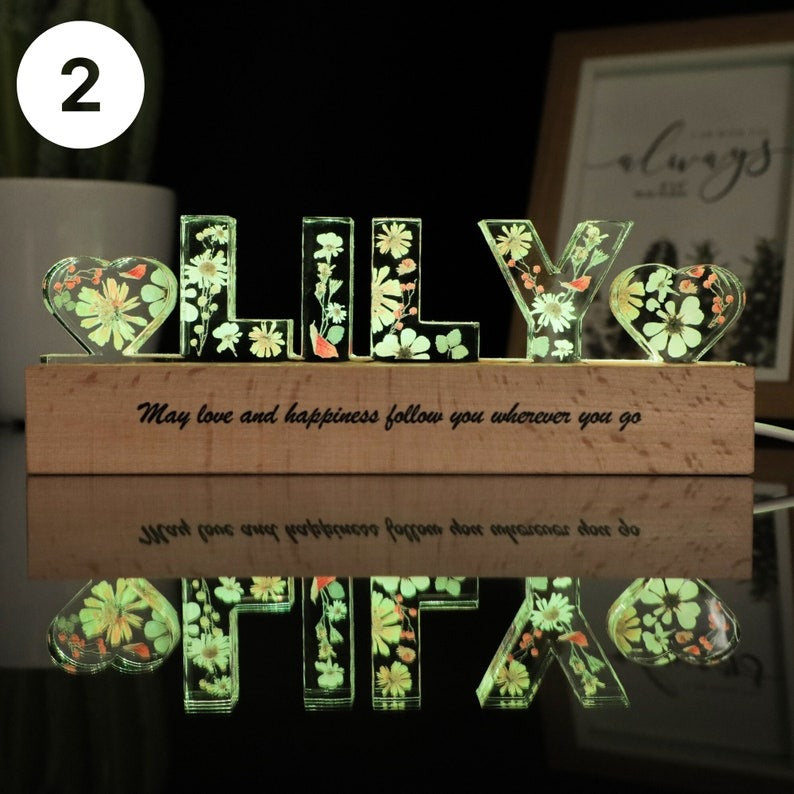 Personalized Flower Night Light Gift for baby, flower girl gift, Custom Name Night Light,