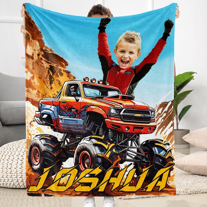 Personalized Superhero Monster Truck Blanket