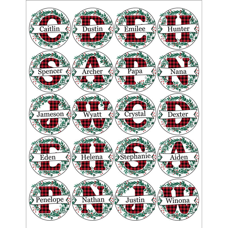 Personalized Round Name Stickers for Christmas Gifts