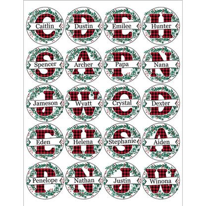 Personalized Round Name Stickers for Christmas Gifts