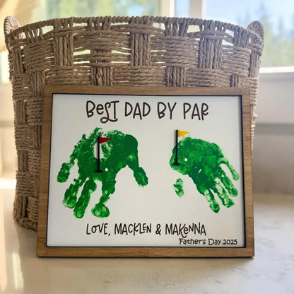 Father’s Day Golf Handprint Sign, Best Dad by Par Gift