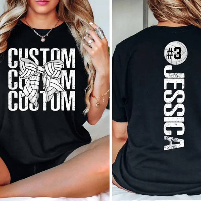 Comfort Colors  Volleyball Bow Shirt, Personalized Volleyball Shirt