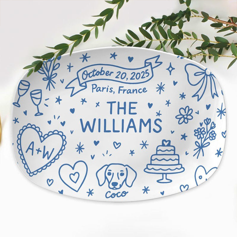 Custom Wedding Platter – Personalized Bridal Gift with Names