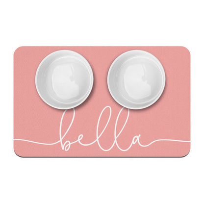 Personalized Dog Food Mat, Customize Name Colors