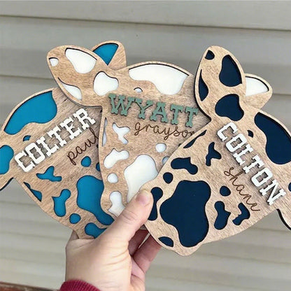 Baby Boy Cow Birth Stats Sign / Nursery Announcement
