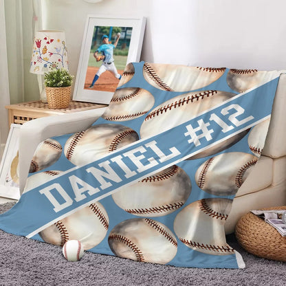 Personalized Baseball Football Soccer Ball Sports Soft Throw Blanket with Text