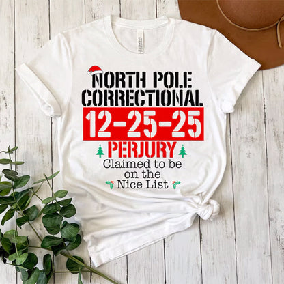 60 Quotes and Custom North Pole Correctional Shirt, Funny Family Matching Christmas Shirt