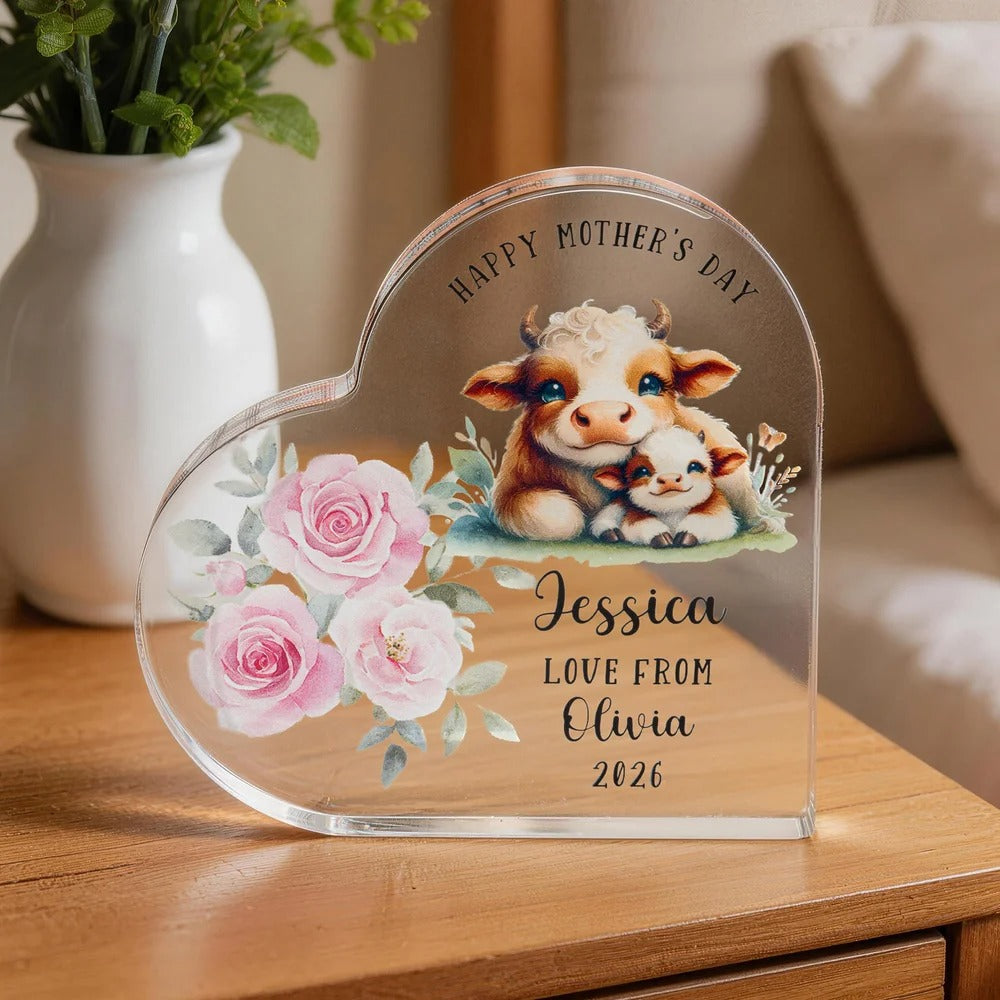 Personalized Happy 1st Mothers Day Cute Animal Heart-shape Acrylic