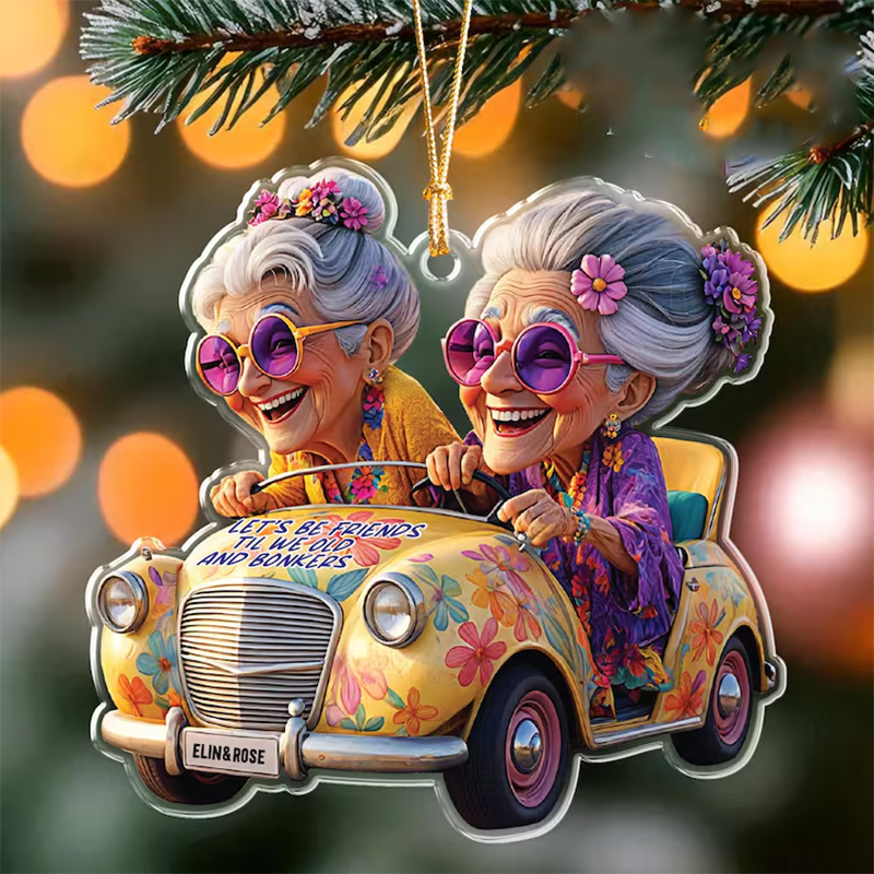 Bestfriends Name Ornament, Funny Old Ladies in Car