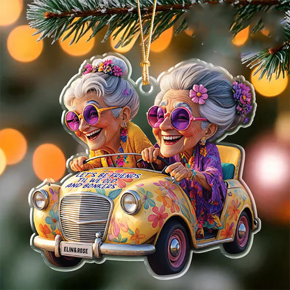 Bestfriends Name Ornament, Funny Old Ladies in Car