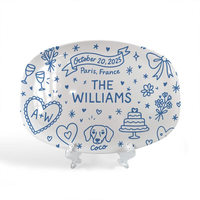 Custom Wedding Platter – Personalized Bridal Gift with Names