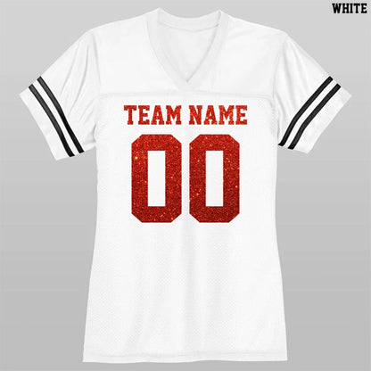 Custom Football Jersey / Red Glitter Flake Text