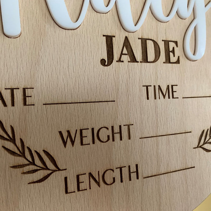 Personalized Baby Name Announcement Sign Custom 3D Baby Birth Sign