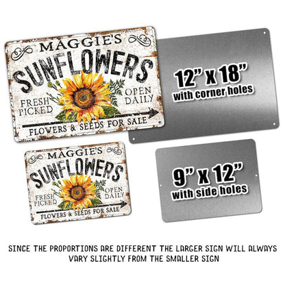 Custom SUNFLOWERS Metal Farm Sign Personalized Name
