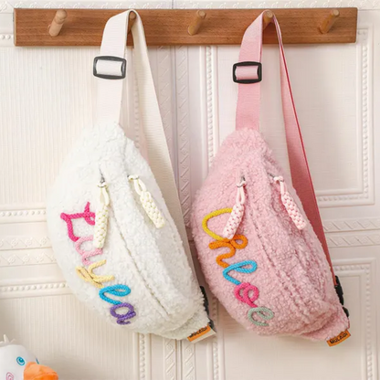 Personalized Plush Waist bag,Kids Crossbody Bag,Custom Crochet Name