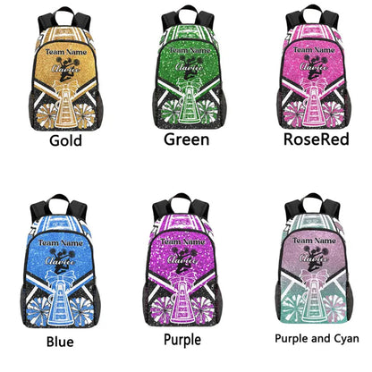 Personalized Cheer Backpack Cheerleader Bag Custom Name Cheerleading Bookbag