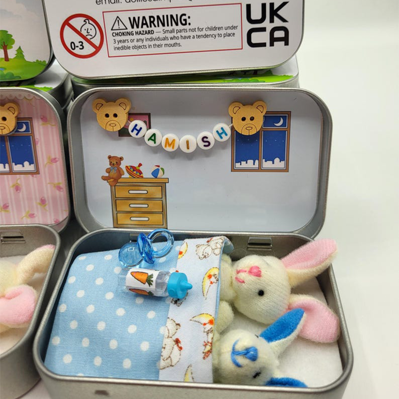 Bunny Easter Plush mummy and baby bunnies in Pocket Tin