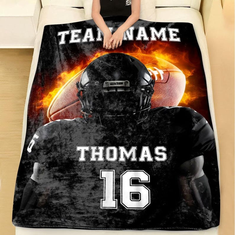 Football Team Custom Blanket, Personalized Football Blanket