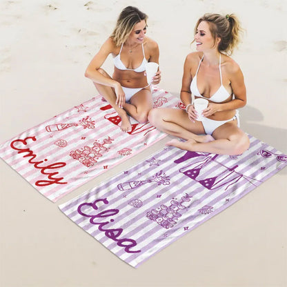 Personalized Bachelorette Towels, Girls Trip 2026, Custom Bride Squad Beach Towel