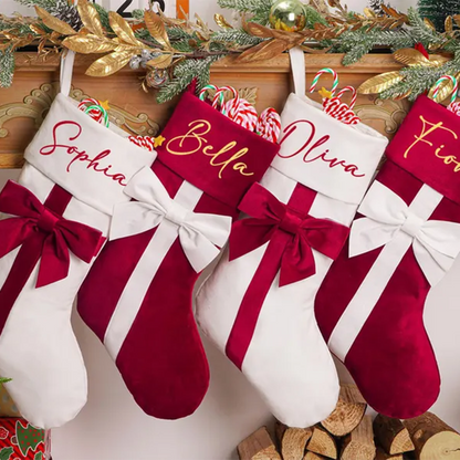 Personalized Christmas Stockings,Custom Bow Stockings with name