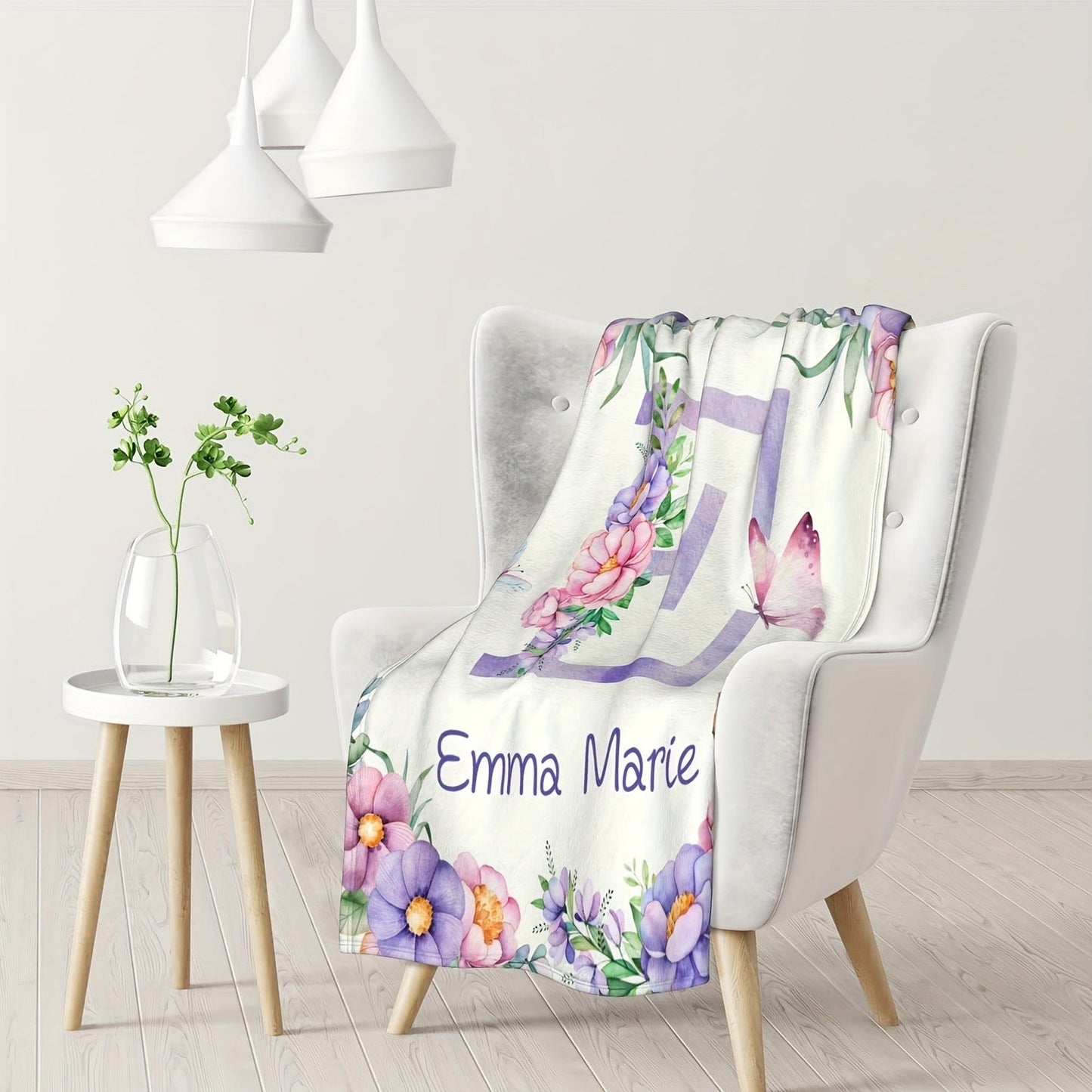 Personalized Floral Name Blanket
