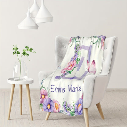 Personalized Floral Name Blanket