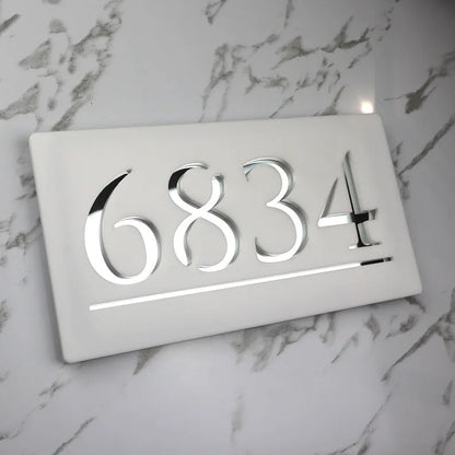 Laser Cut Matt Black & Silver Mirror Floating House Sign