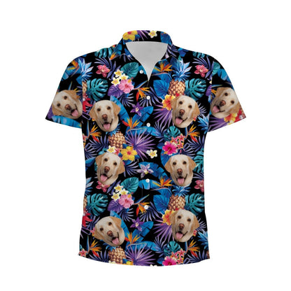 Personalized Photo Hawaiian Shirt Custom Dog Cat Face Holiday Tropical Pattern Shir