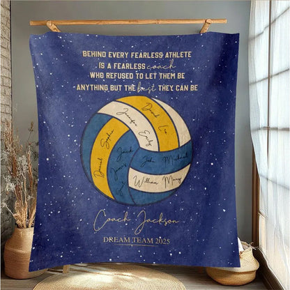 Personalized Volleyball Coach Blanket, Custom Name Soft Cozy Sherpa Fleece Throw Blankets