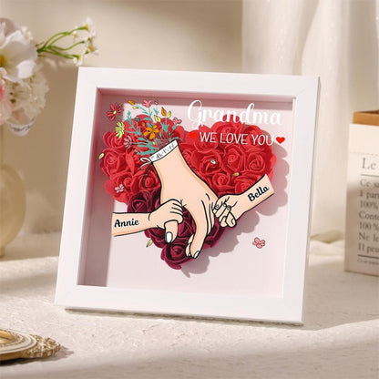 Personalized Mom Flower Shadow Box, Mother's Day Gift, Custom Roses Shadow Box