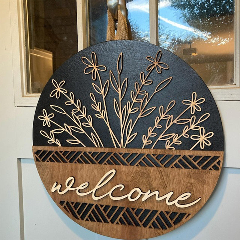 Wooden Welcome Door Hanger | Front Door Decor