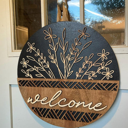 Wooden Welcome Door Hanger | Front Door Decor