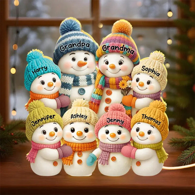 Personalized Snowman Family LED Light Box