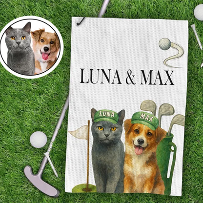 Custom Pet Golf Towel with Pet Photo and Name, Golf Gifts For Men Birthday