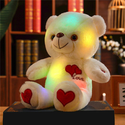 LED Bear Plush with Heart & Rose - Soft Cuddly Stuffed Animal
