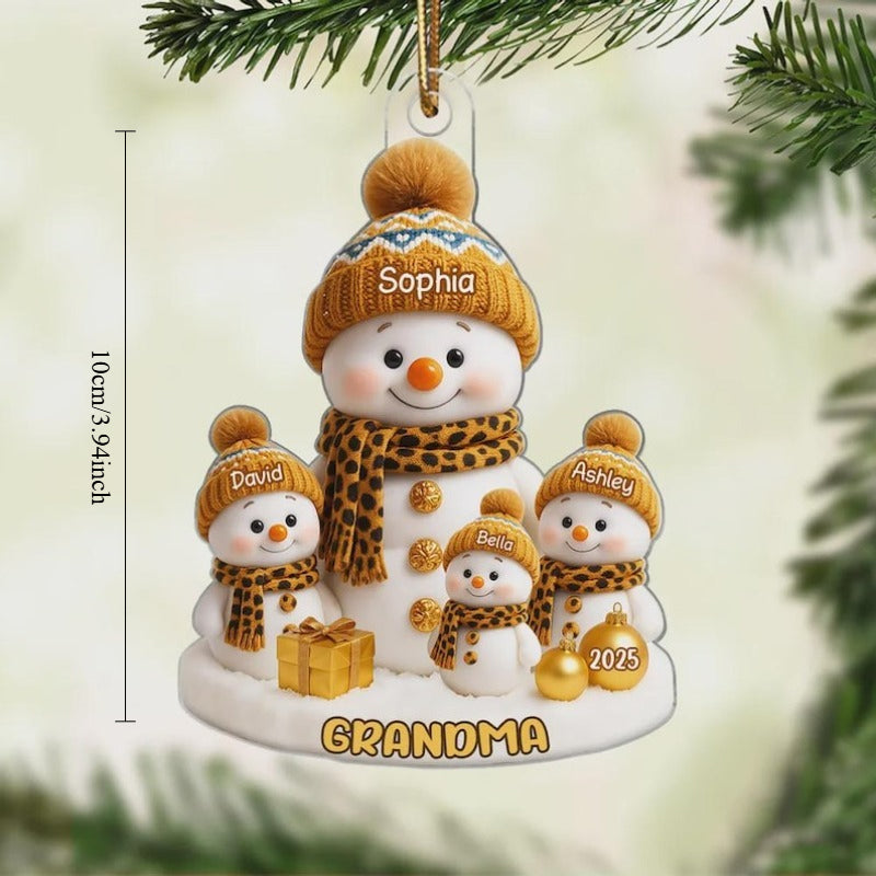 Personalized Snowman Grandma & Grandkids Ornament